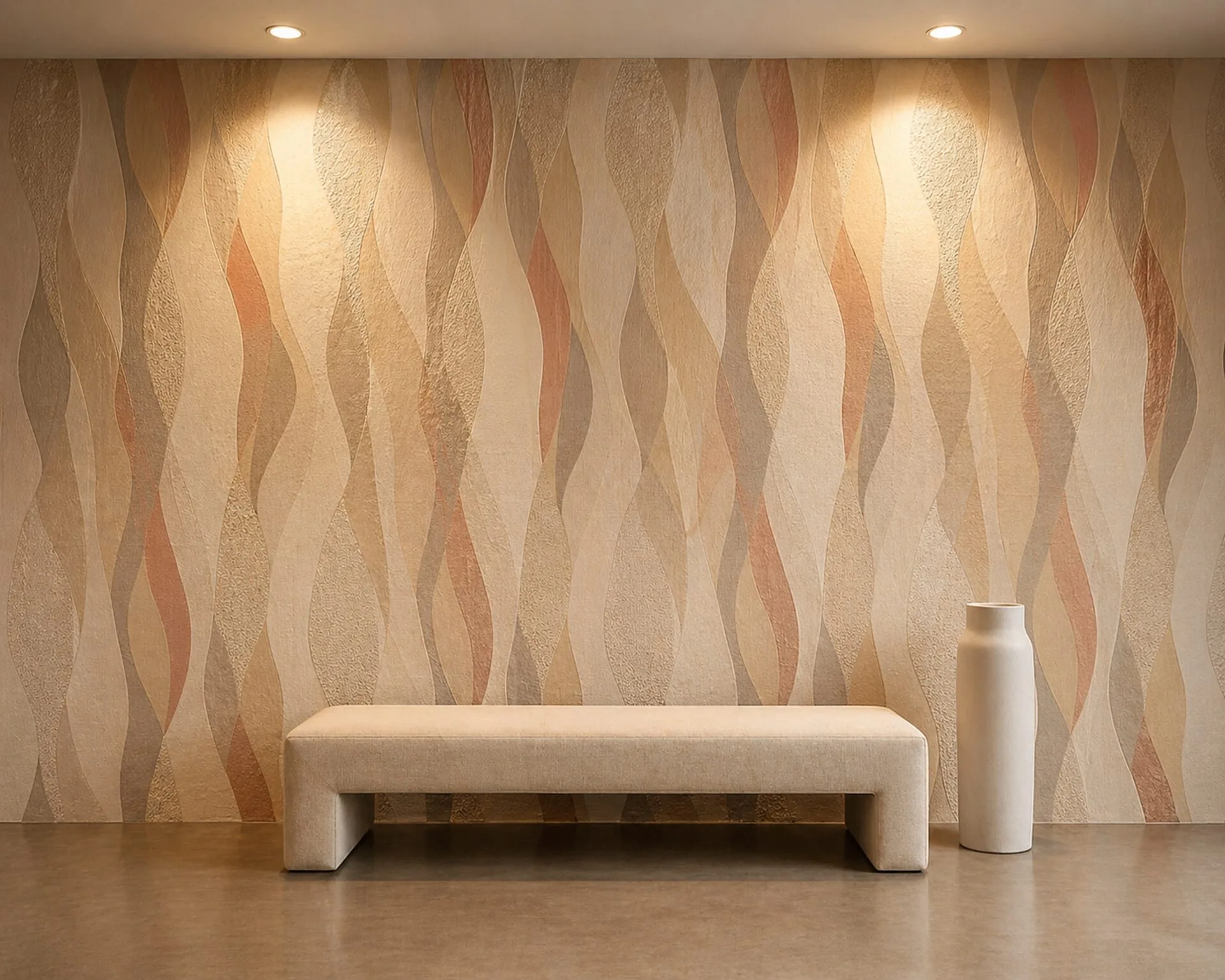 3D wallpaper, printed relief on walls and ceiling