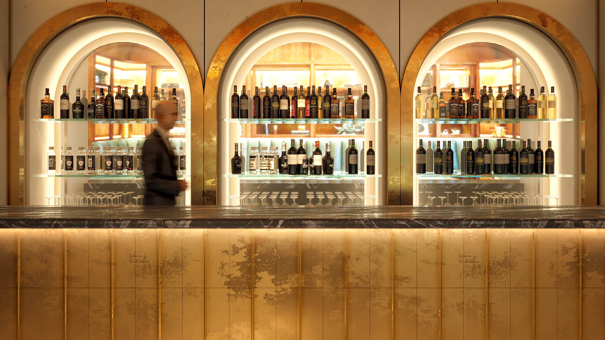 Bar interior bespoke surface installation