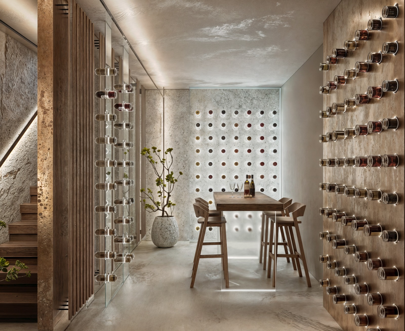 Wine cellar bespoke surface installation